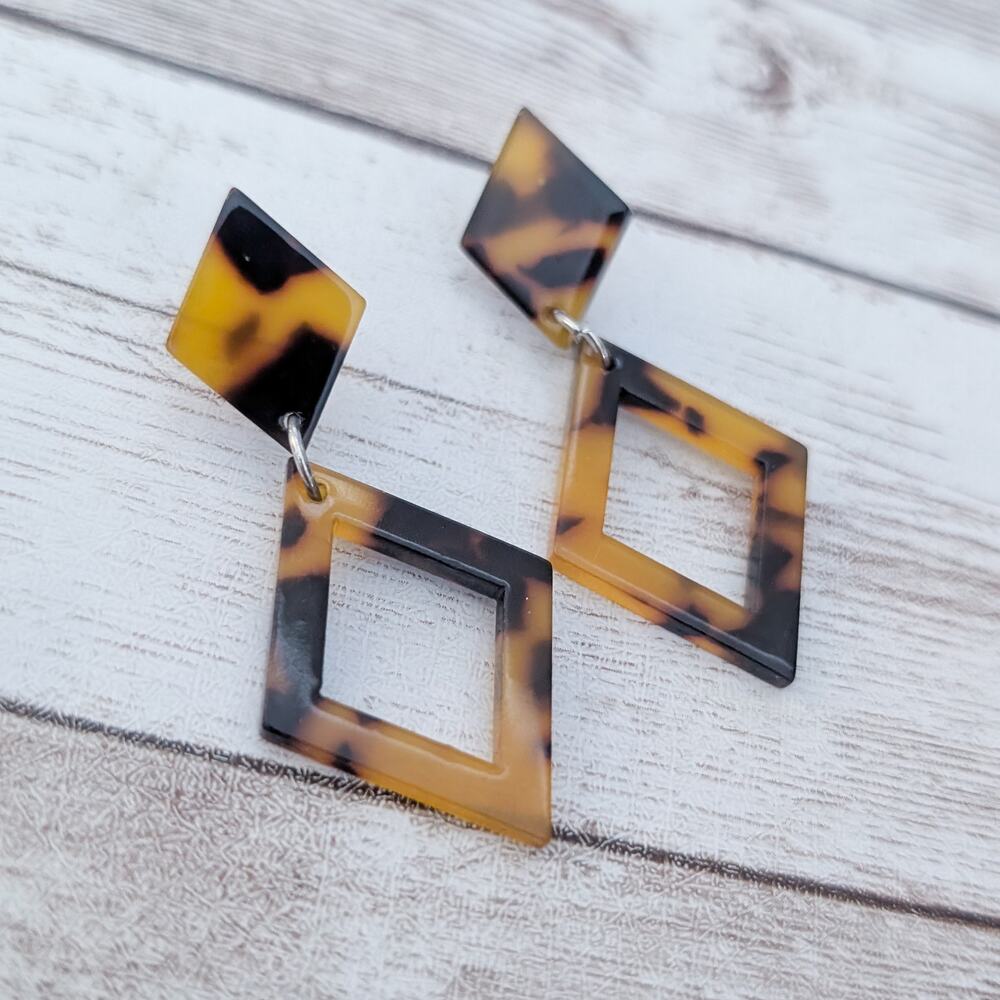 Vintage Stud Earrings Brown Tones Retro Design Dangle Earrings